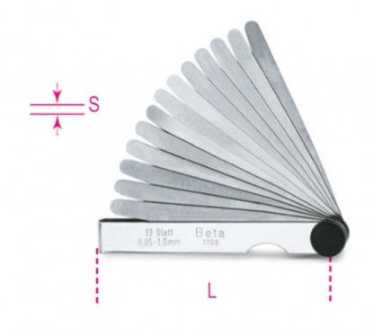 Jauges d'épaisseur métrique BETA 0,05 - 1mm 20 lames