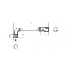 Clé à pipe débouchée BETA - 13mm chromée polie