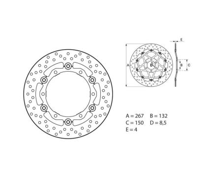 Disque de frein BREMBO Oro rond flottant