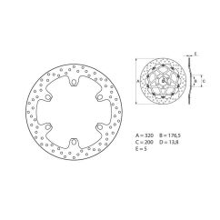 Disque de frein arrière Brembo Serie ORO rond fixe Ducati 1000 MULTISTRADA