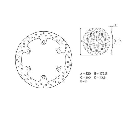 Disque de frein arrière Brembo Serie ORO rond fixe Ducati 1000 MULTISTRADA