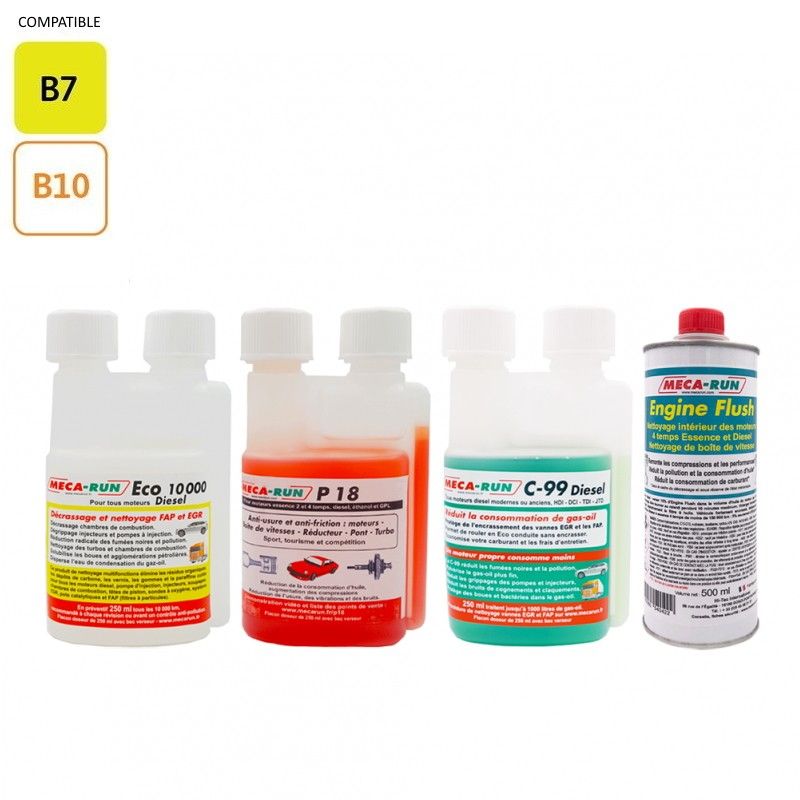 MECARUN - PACK 1er DIESEL - C99D 250ml + ECO10000D 250ml + P18 250ml + Engine Flush 500ml