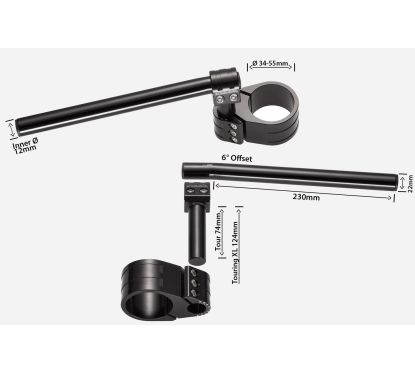 Demi Guidon PROBRAKE REVO TOUR / TOURING XL - Ø34 à 55mm - Rehausse +40 à +120mm