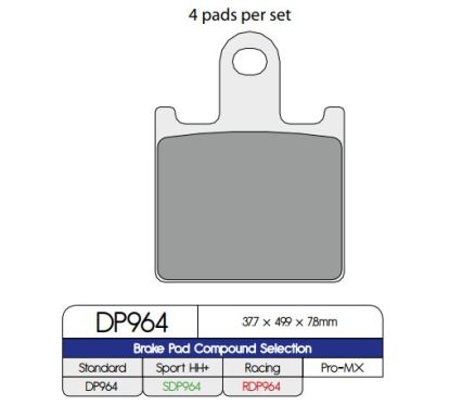 BRAKE PAD DP SINTERED REPLACEMENT STREET TOURING OFF-ROAD/ATV - 17212564