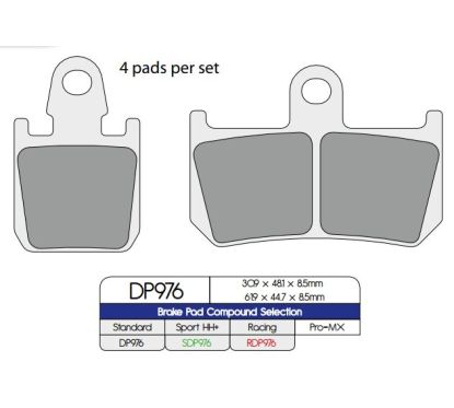 BRAKE PAD DP SINTERED REPLACEMENT STREET TOURING OFF-ROAD/ATV - 17212565