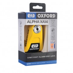 Bloque disque alarme OXFORD Alpha XA14 Ø14mm inox noir/jaune