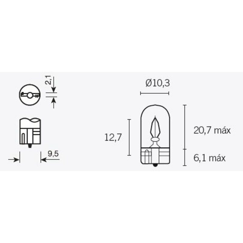 Ampoule TECNIUM T10 12V 3W - x10