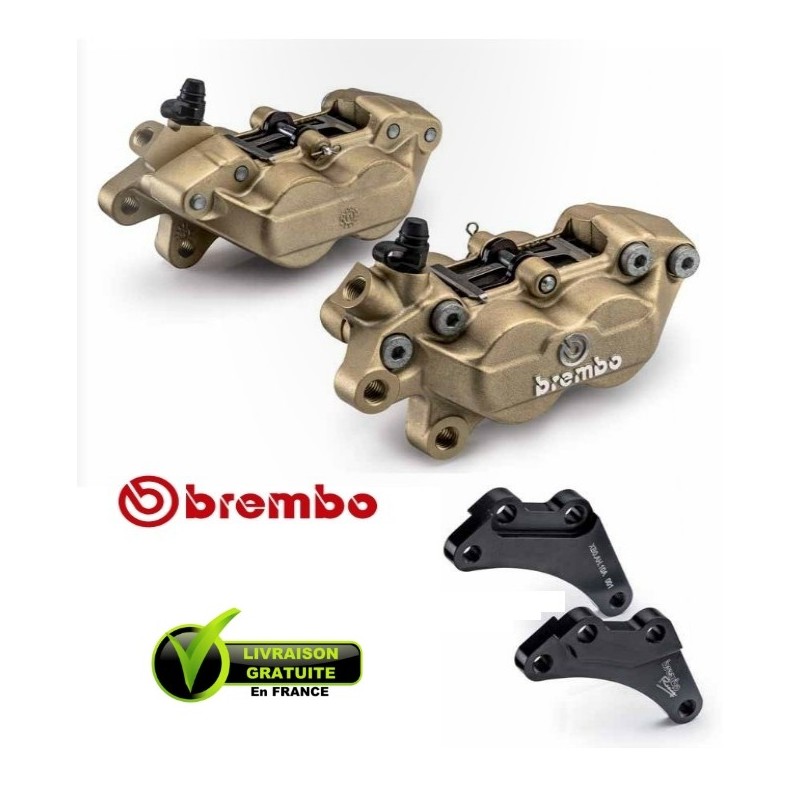 PACK BREMBO 2 ETRIERS AXIAUX FORGES YAMAHA TMAX 09-11 + SUPPORTS