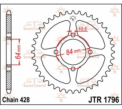 SPROCKET REAR 51T 428