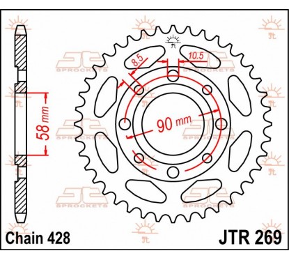 SPROCKET REAR 43T 428