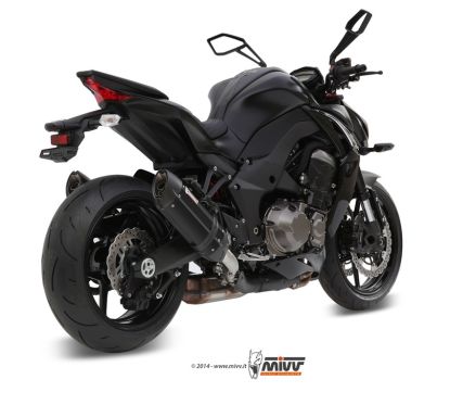 Silencieux double MIVV Suono inox brossé noir/casquette carbone Kawasaki Z1000