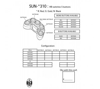 Comodo Racing STM - DROIT - 5 Boutons - Configuration au choix 