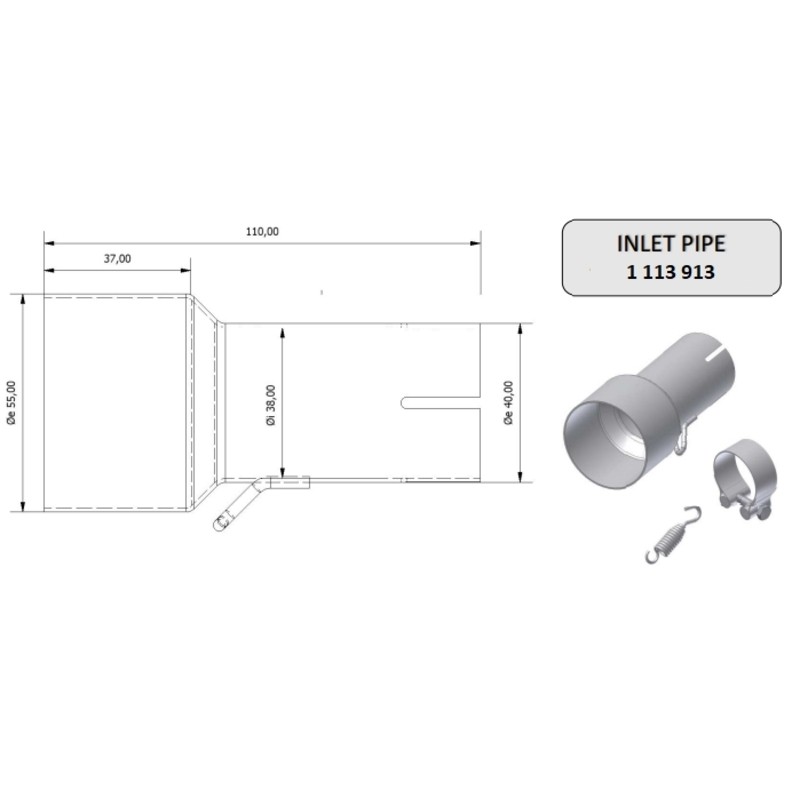 Tube de raccordement MIVV 55  38 mm