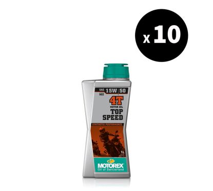 Huile moteur MOTOREX Top Speed 4T - 15W50 JASO MA2 - 1L (x10)