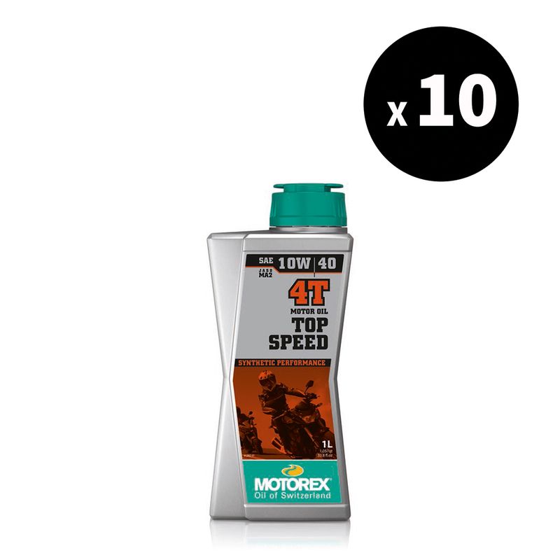 Huile moteur MOTOREX Top Speed 4T - 10W40 JASO MA2 - 1L (x10)