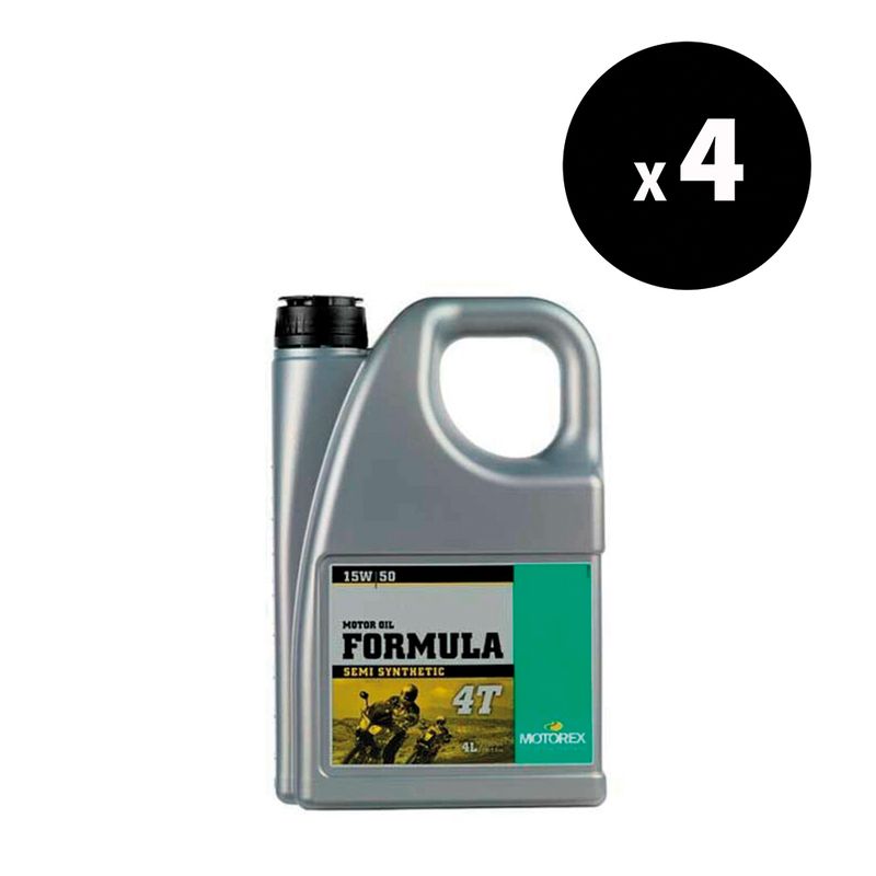 Huile moteur MOTOREX Formula 4T - 15W50 JASO MA2 - 4L (x4) Huile moteur MOTOREX Formula 4T - 15W50 JASO MA2 - 4L (x4)