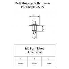 Rivets plastique M6 BOLT 10 pièces