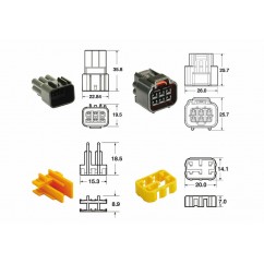 Jeu de connectiques 6 voies Série 090 FRKW BIHR type origine - 5 jeux complets