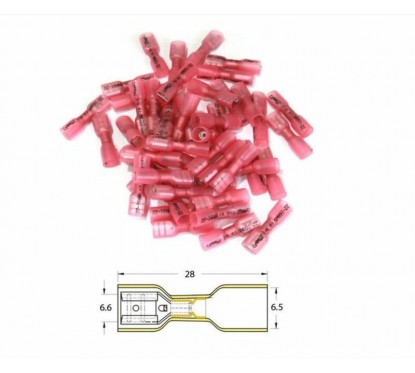 Bout à bout femelle plat à sertir thermo-rétractable BIHR Ø0,5mm²/1,5mm² - 50pcs transparent rouge