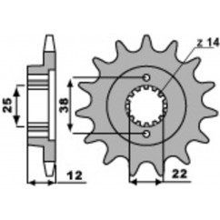 Pignon PBR acier standard 495 - 520