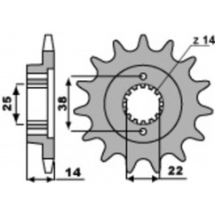 Pignon PBR acier standard 497 - 530