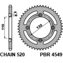 Couronne PBR acier C45 standard 4549 - 520