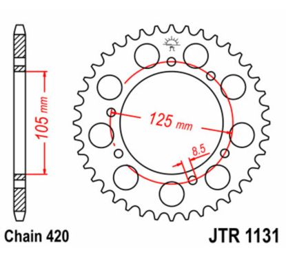 Kit chaîne JT/JT 420HDR 11/52 (ratio OEM) renforcé - couronne acier standard