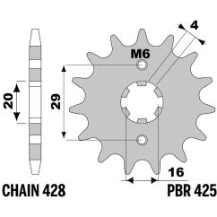 Pignon PBR acier standard - 428 Pignon PBR acier standard - 428