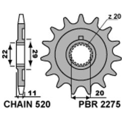 Pignon PBR acier standard - 520