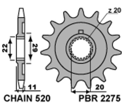 Pignon PBR acier standard - 520
