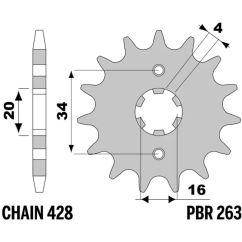 Pignon PBR acier standard - 428