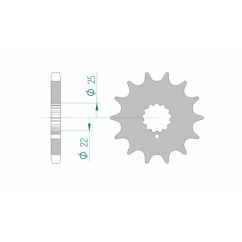 Pignon AFAM acier standard - 530