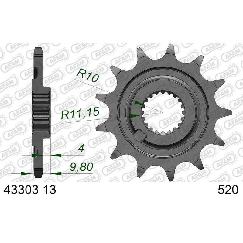 Pignon AFAM acier standard - 520