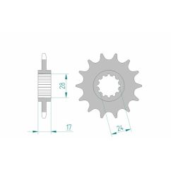 Pignon AFAM acier standard - 520