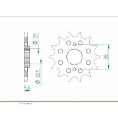 Pignon AFAM acier standard - 520