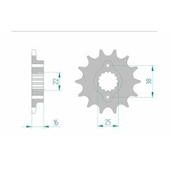 Pignon AFAM acier standard - 520