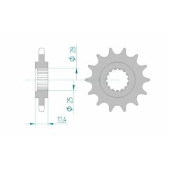 Pignon AFAM acier standard - 525