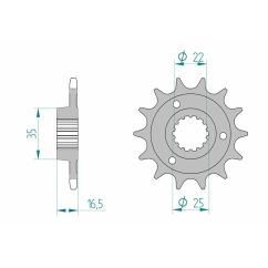 Pignon AFAM acier standard - 525