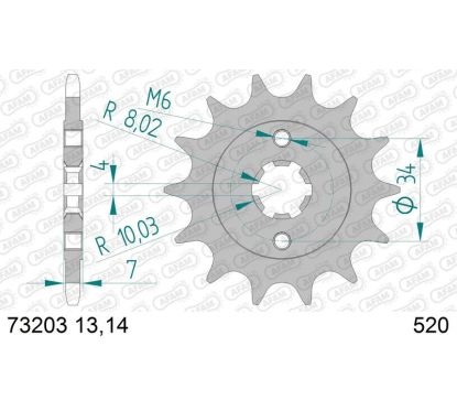 Pignon AFAM acier standard - 520
