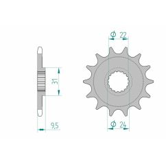 Pignon AFAM acier anti-boue - 520