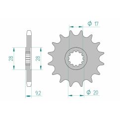 Pignon AFAM acier standard - 428