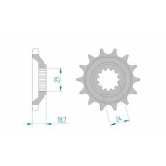 Pignon AFAM acier standard - 530