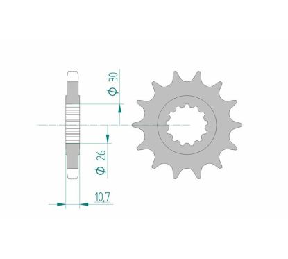 Pignon AFAM acier standard - 530