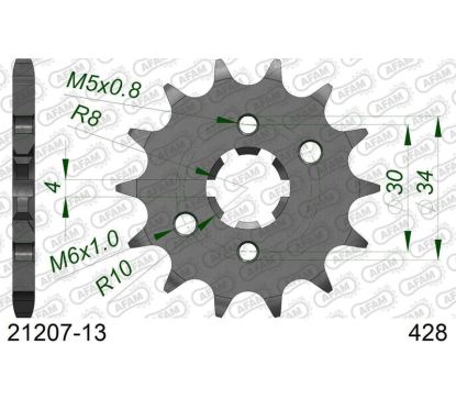 Pignon AFAM acier standard - 428