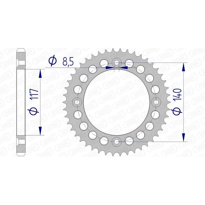 Couronne AFAM alu standard - 428 Couronne AFAM alu standard - 428
