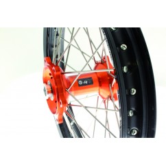 Kit roues complètes avant + arrière ART MX 21x1,60/18x2,15 jante noir/moyeu orange KTM