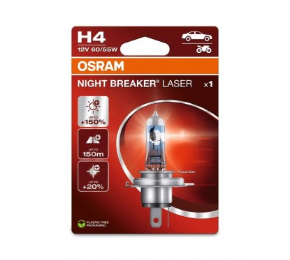 Ampoule OSRAM H4 Night Breaker Laser 12V 60/55W P43t-38 - à l'unité