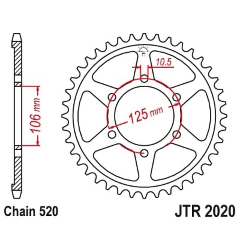 Couronne JT SPROCKETS acier standard 2020 - 520