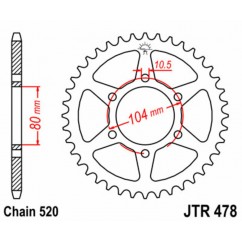 Couronne JT SPROCKETS acier standard 478 - 520