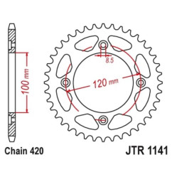 Kit chaîne JT/JT 420HDR 11/50 - Couronne arrière standard Type 1141